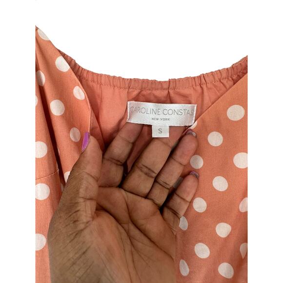 Caroline Constas Savannah Trad Cottagecore Puff Sleeve Polka Dot Dress Small - Picture 6 of 13